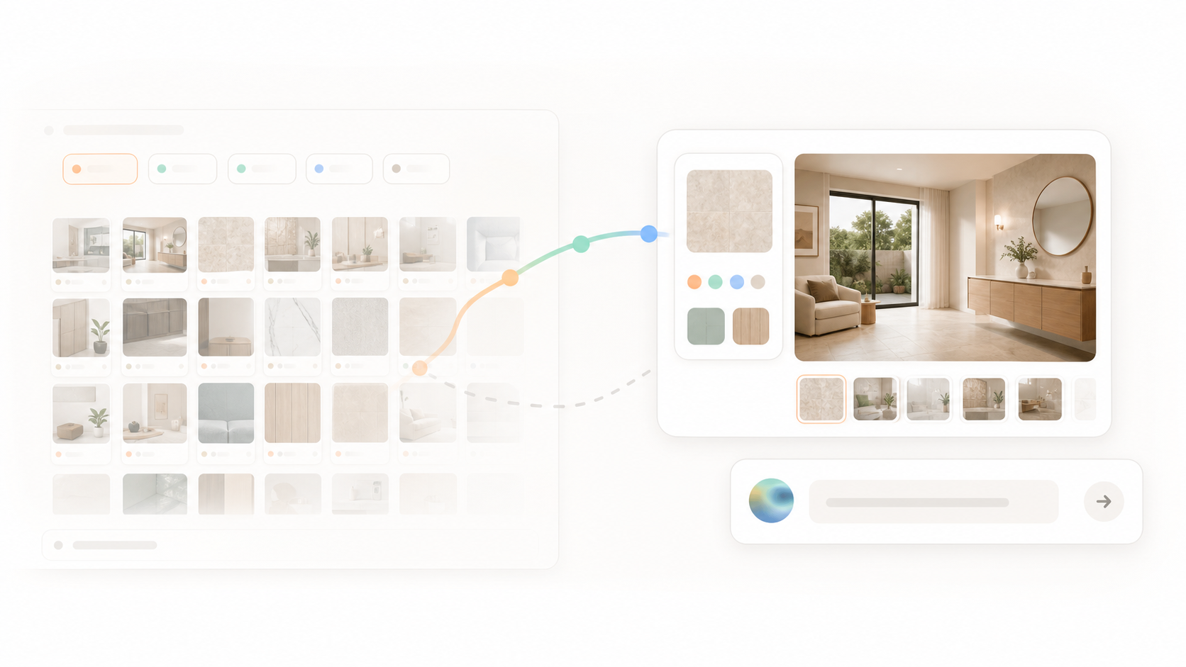 Visual catalog browsing turning into a guided room recommendation