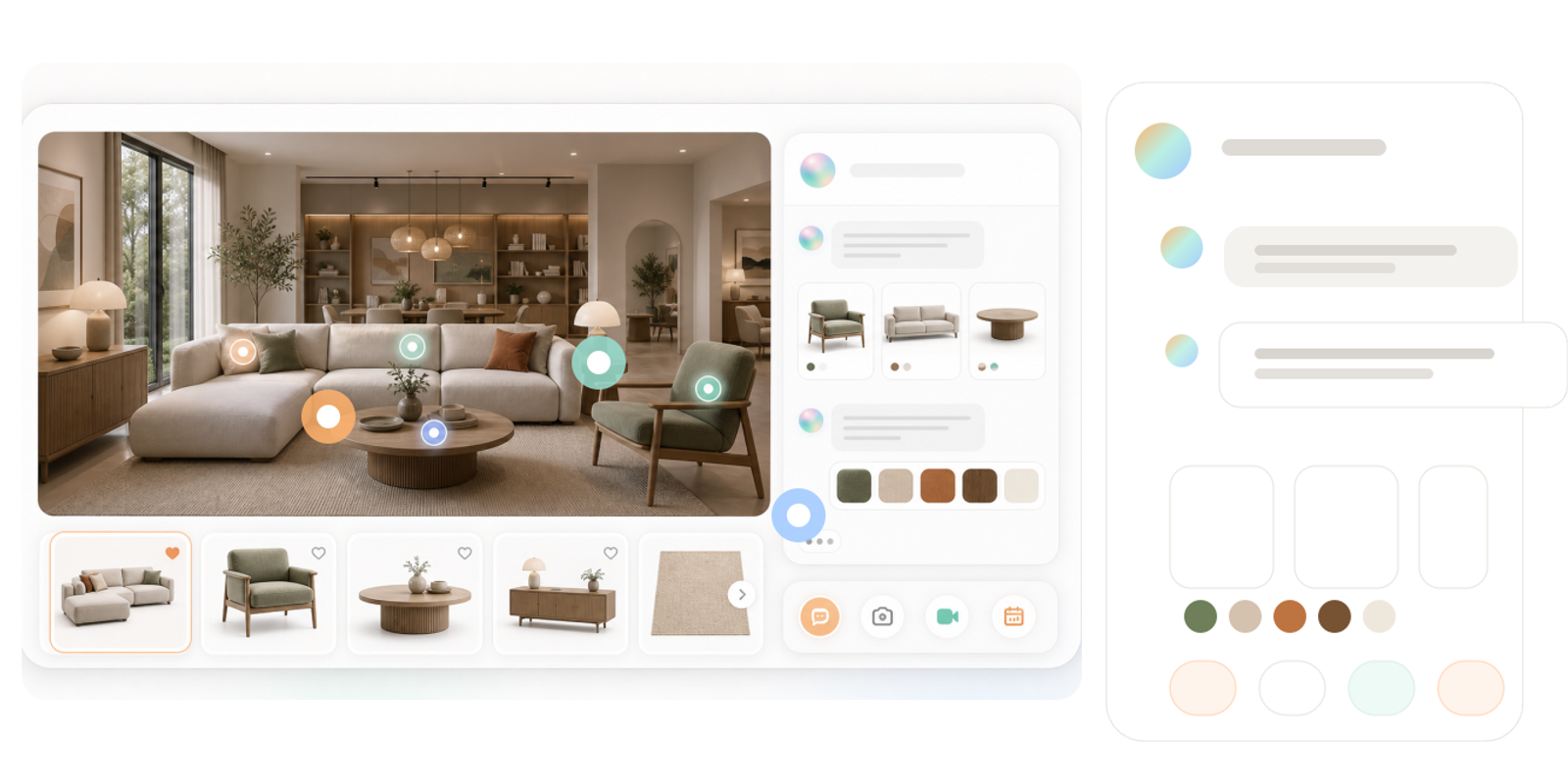 ShowAI guiding a furniture showroom buyer through adaptive AI dialogue